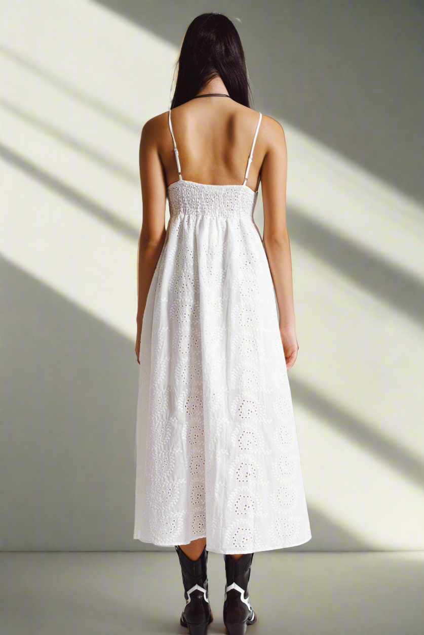 White Fitted Waist Maxi Dress - Premium variation from Tooksie - Just $59.99! Shop now at Tooksie