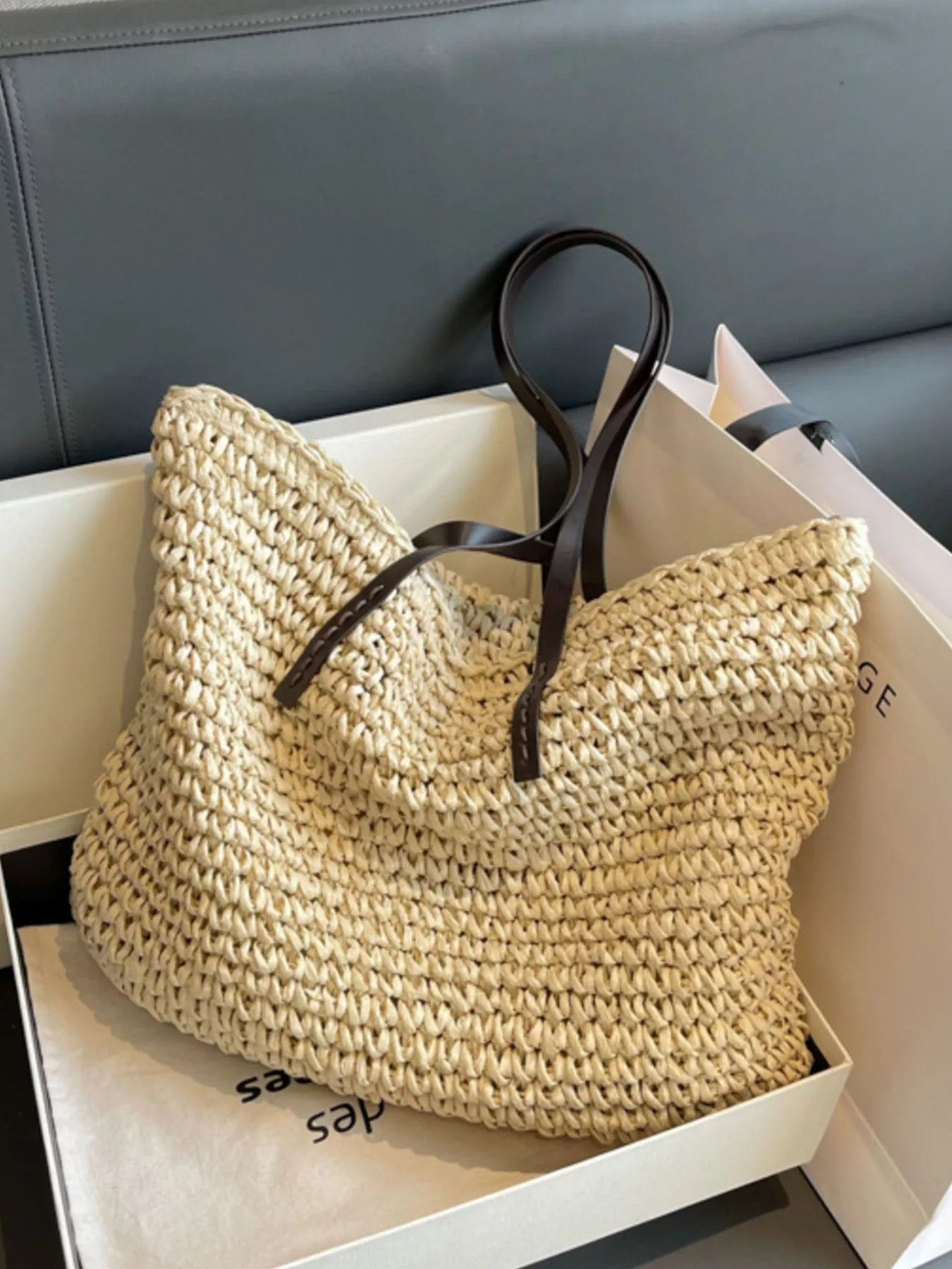 Woven Straw Shoulder Bag - Premium  from Trendsi - Just $31.99! Shop now at Tooksie