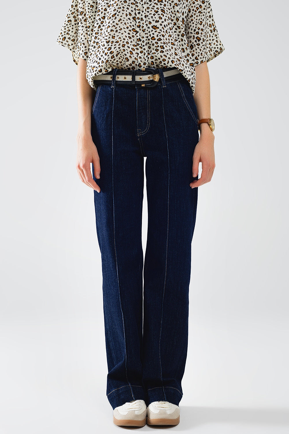 Dark Blue Denim Jeans with Contrast Stitching - Premium variable from Tooksie - Just $74.90! Shop now at Tooksie