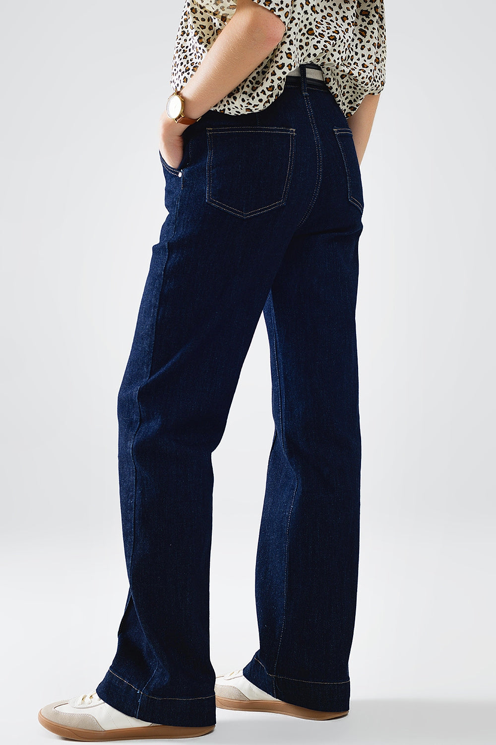 Dark Blue Denim Jeans with Contrast Stitching - Premium variable from Tooksie - Just $74.90! Shop now at Tooksie