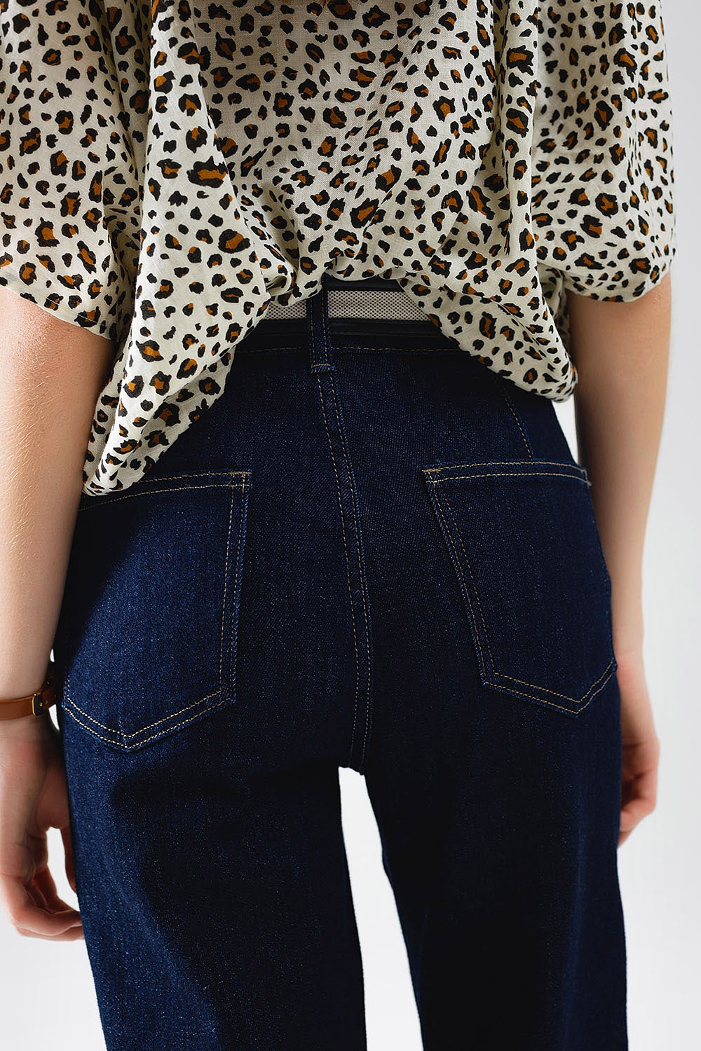 Dark Blue Denim Jeans with Contrast Stitching - Premium variable from Tooksie - Just $74.90! Shop now at Tooksie