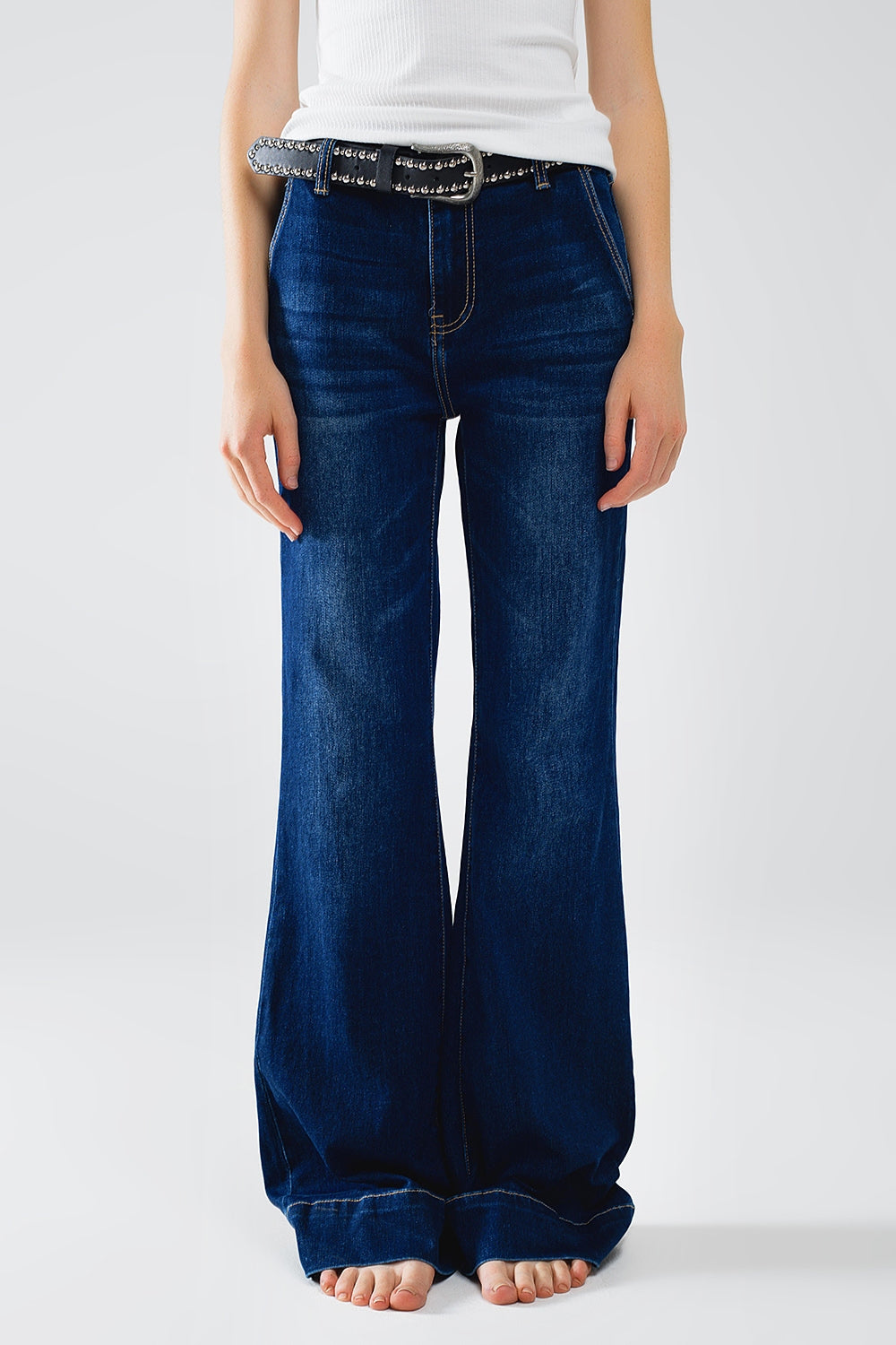 Dark Blue High Waisted Flare Jeans - Premium variable from Tooksie - Just $79.90! Shop now at Tooksie