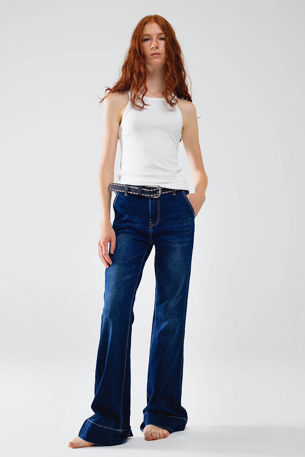 Dark Blue High Waisted Flare Jeans - Premium variable from Tooksie - Just $79.90! Shop now at Tooksie