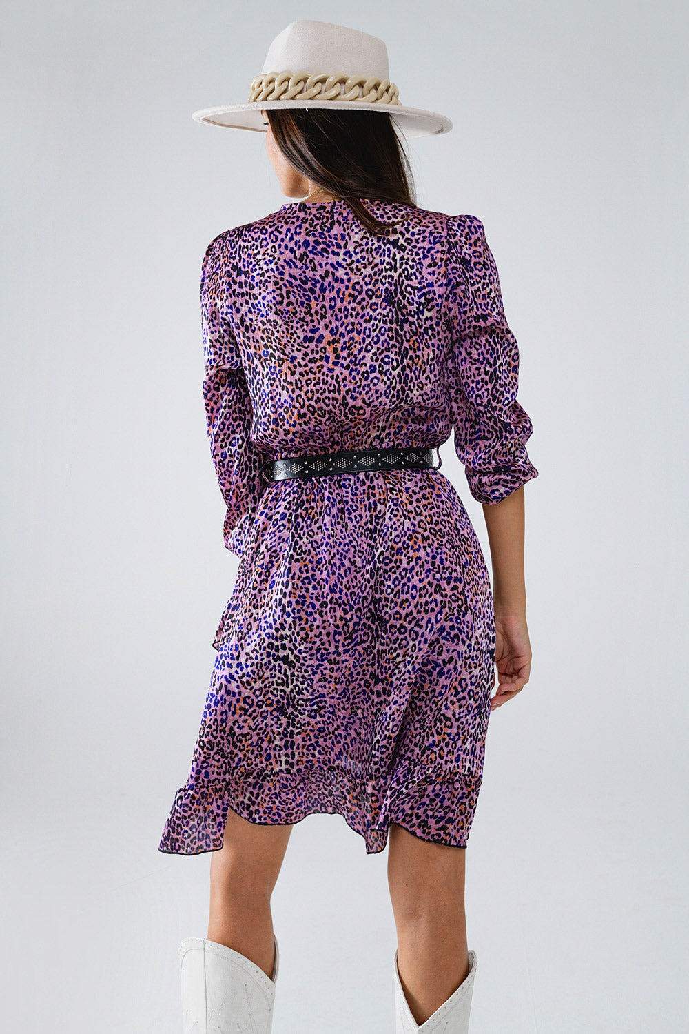 Wrap purple animal print dress with ruffle skirt - Premium  from Q2 - Just $74.90! Shop now at Tooksie