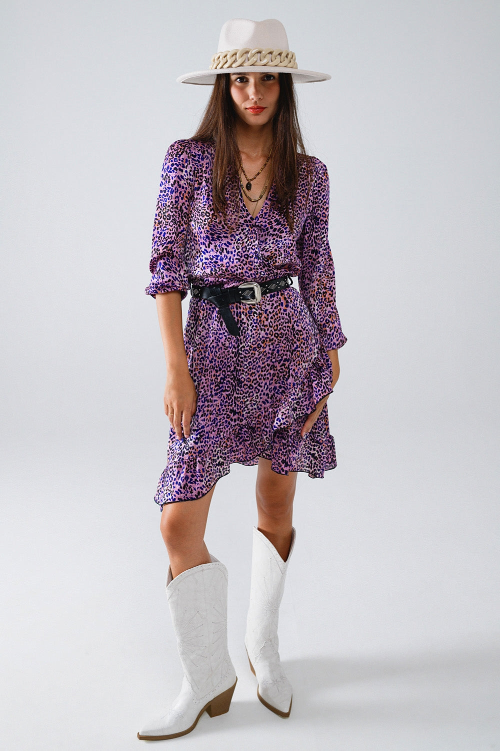 Wrap purple animal print dress with ruffle skirt - Premium  from Q2 - Just $74.90! Shop now at Tooksie