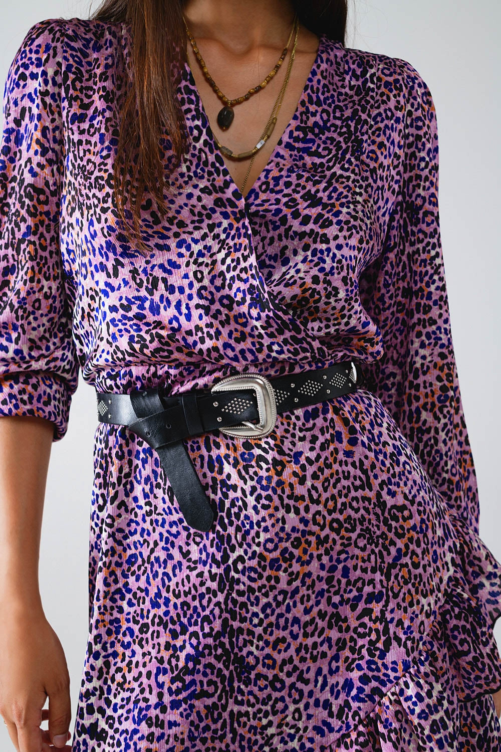 Wrap purple animal print dress with ruffle skirt - Premium  from Q2 - Just $74.90! Shop now at Tooksie