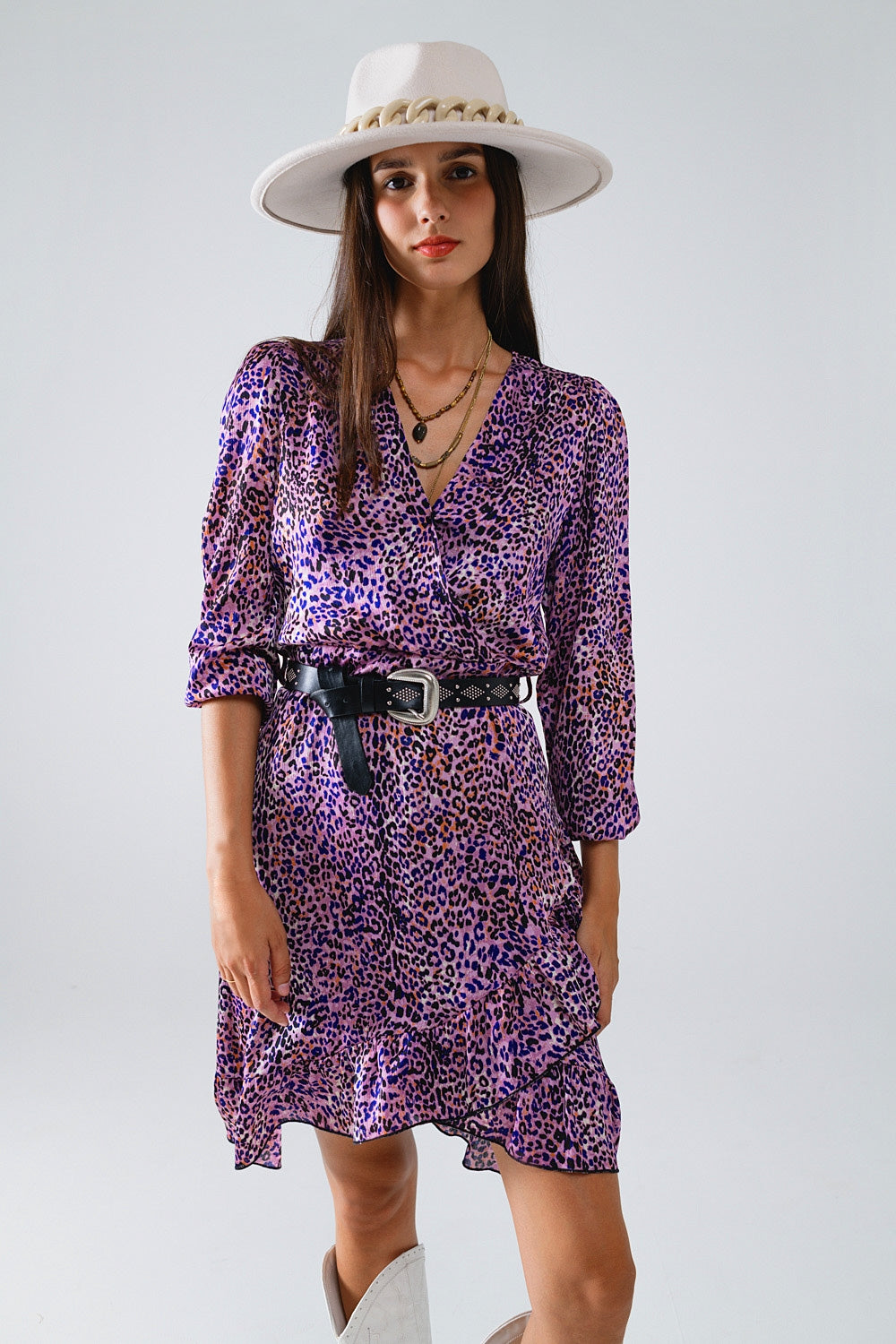 Wrap purple animal print dress with ruffle skirt - Premium  from Q2 - Just $74.90! Shop now at Tooksie