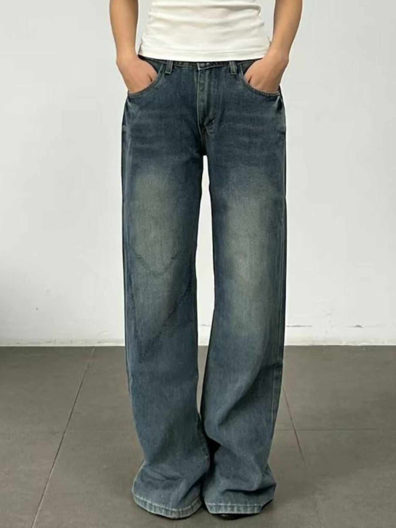 Vintage Wash Wide Leg Jeans - Premium variable from Tooksie - Just $40.99! Shop now at Tooksie