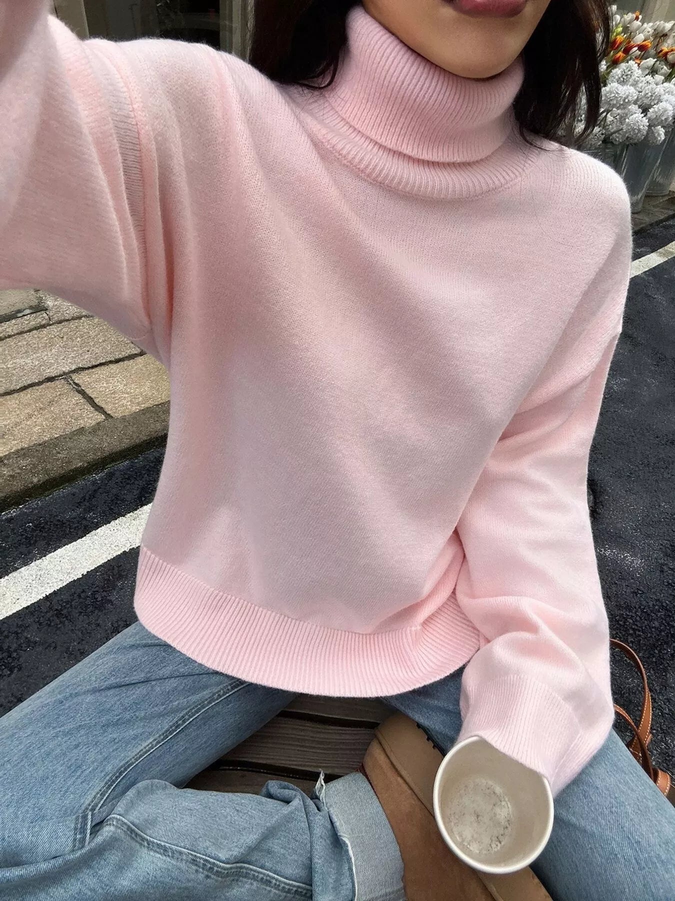 Turtleneck Long Sleeve Sweater - Premium variable from Tooksie - Just $50.99! Shop now at Tooksie