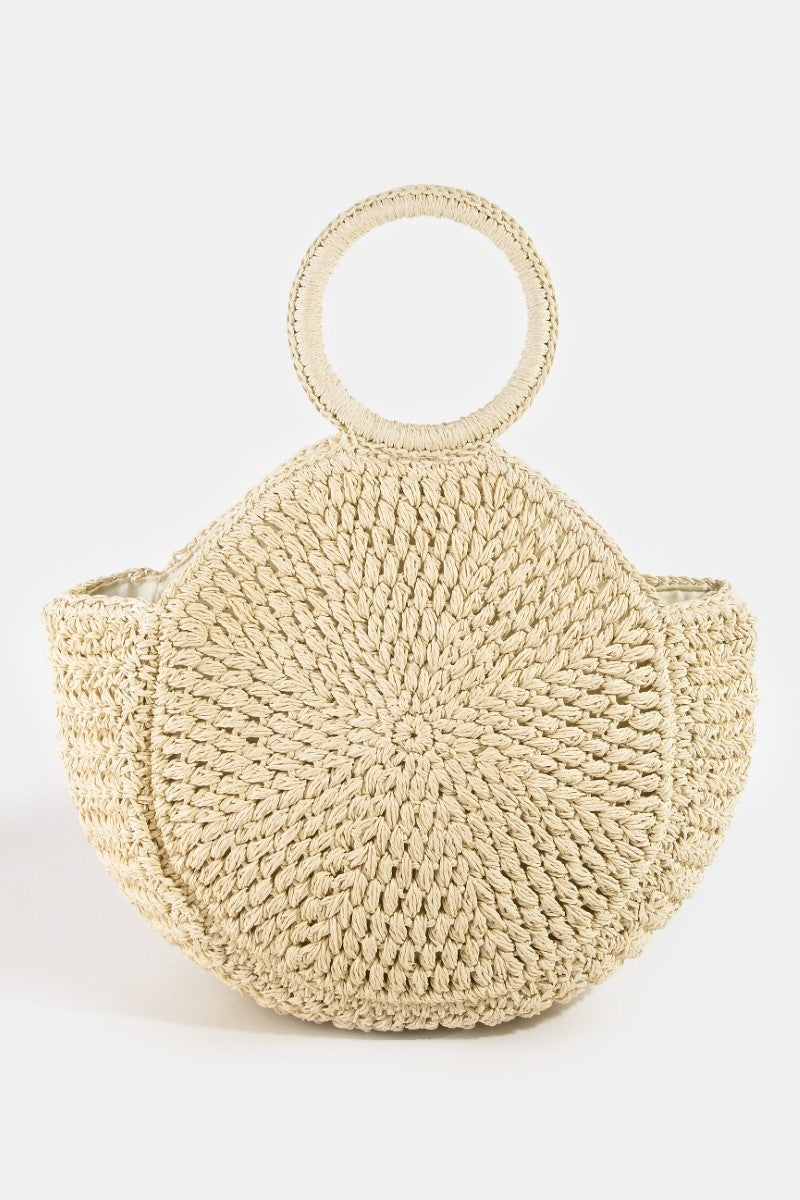 Circle Handle Braided Handbag - Premium variable from Trendsi - Just $38.99! Shop now at Tooksie