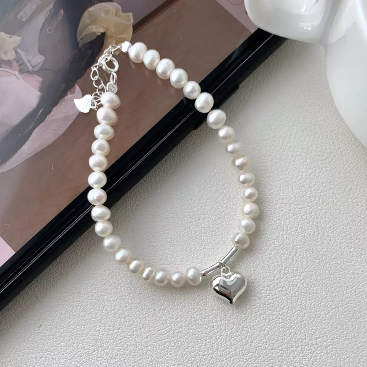 Pearl Heart Charm Bracelet - Premium simple from Tooksie - Just $69.99! Shop now at Tooksie