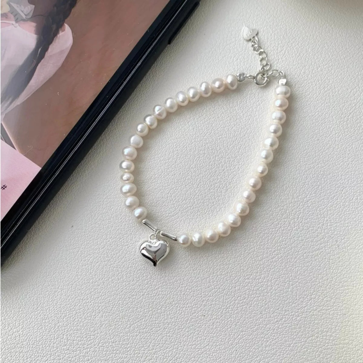 Pearl Heart Charm Bracelet - Premium simple from Tooksie - Just $69.99! Shop now at Tooksie