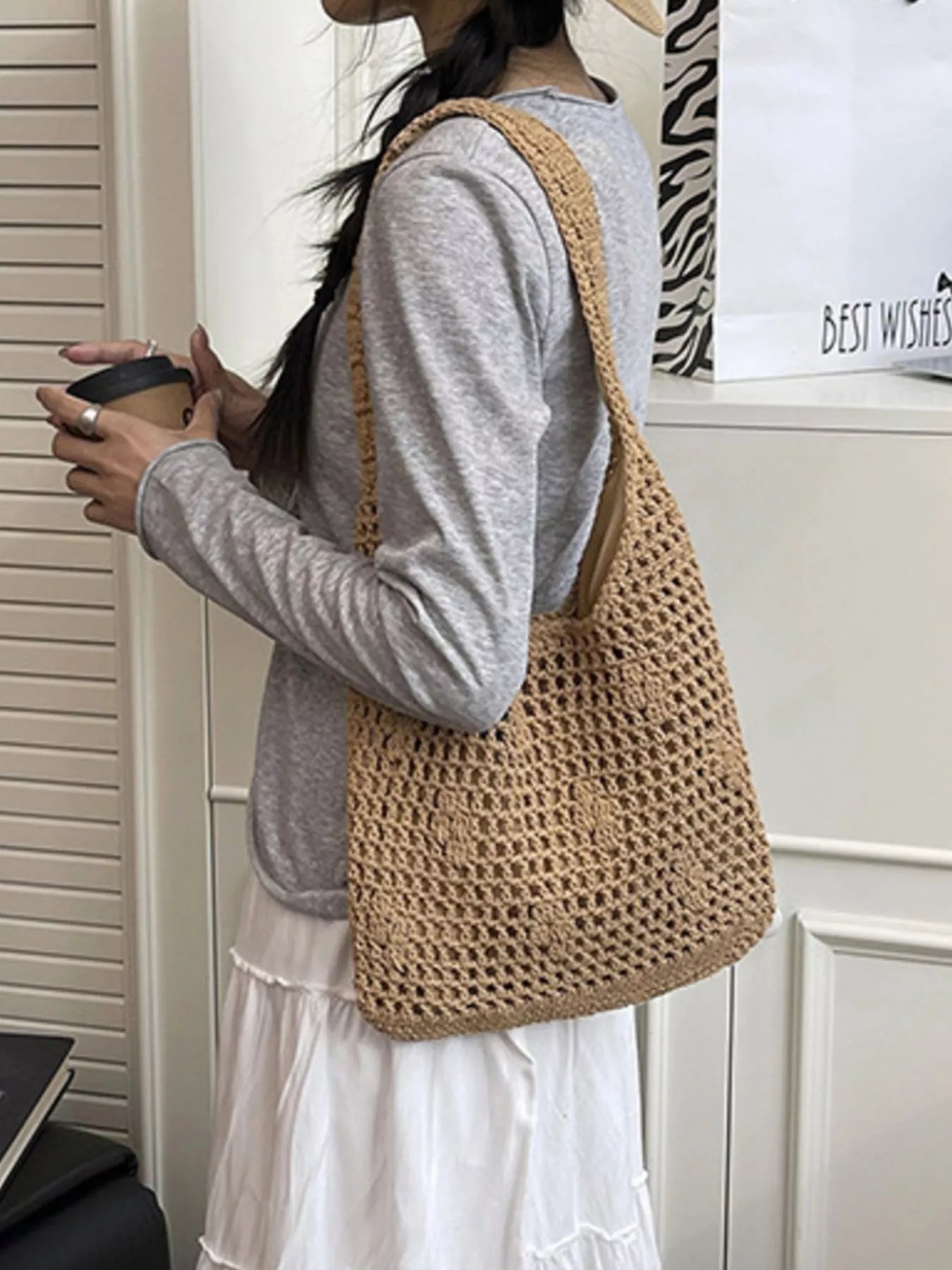 Knitted Crochet Shoulder Bag - Premium simple from Tooksie - Just $31.99! Shop now at Tooksie