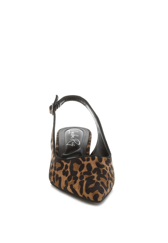 Leopard Print Kitten Heel Slingbacks - Premium variable from Tooksie - Just $68.99! Shop now at Tooksie