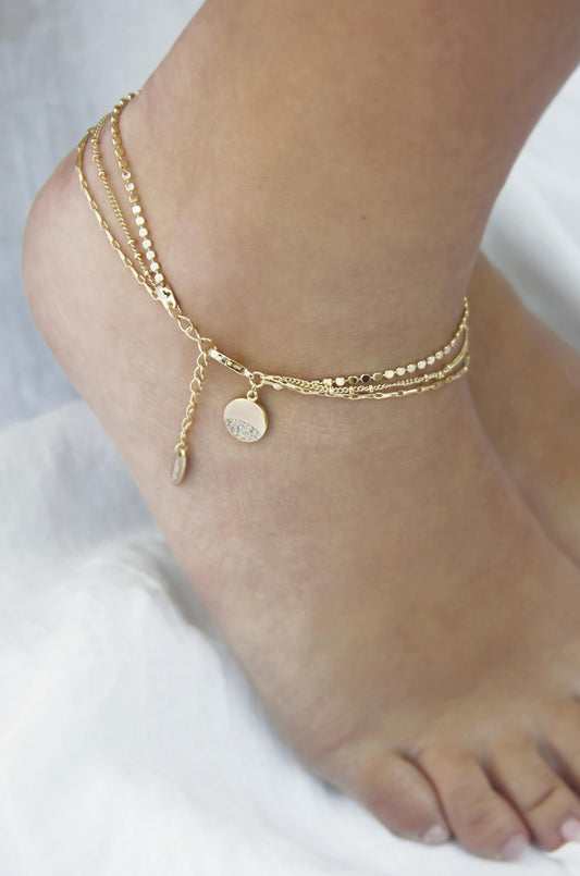 Crystal Dipped Multi Chain Anklet - Premium Anklets from Ettika - Just $45! Shop now at Tooksie