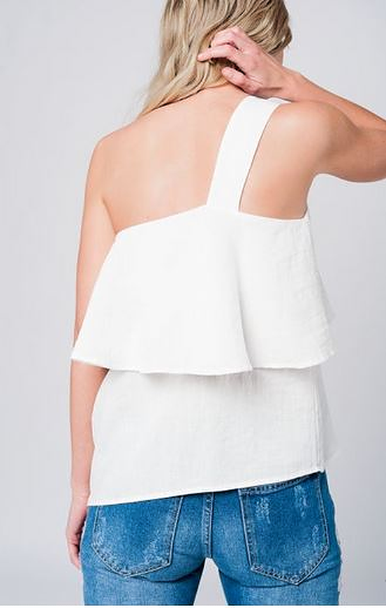 Off White Asymetrical Top - Premium variation from Tooksie - Just $34.99! Shop now at Tooksie