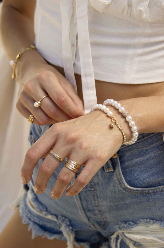 Pearl, Crystal, and Beach Shell Bracelet - Premium Bracelets from Ettika - Just $55! Shop now at Tooksie