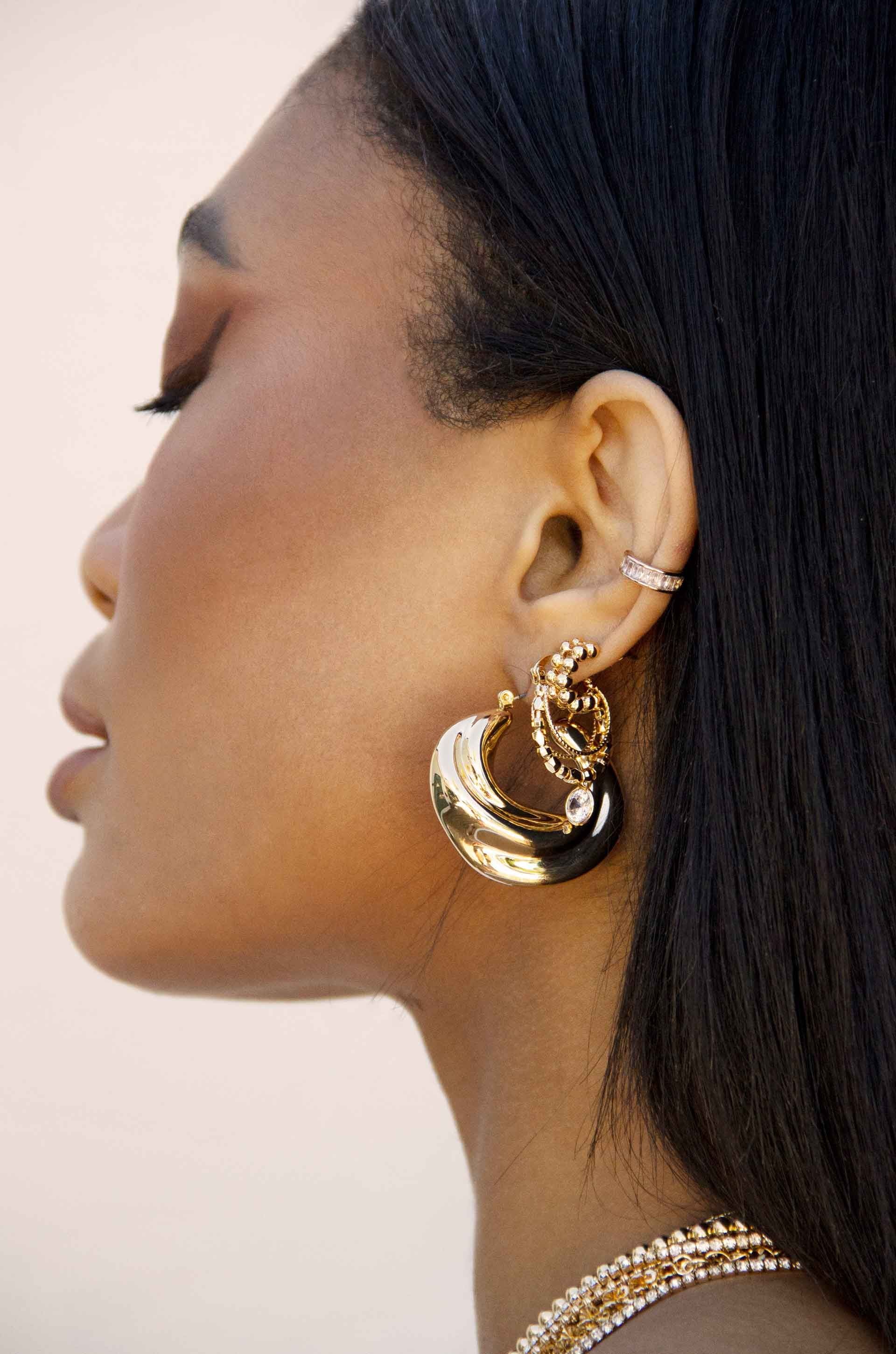 Boho Golden Hoop Earrings - Premium Earrings from Ettika - Just $50! Shop now at Tooksie