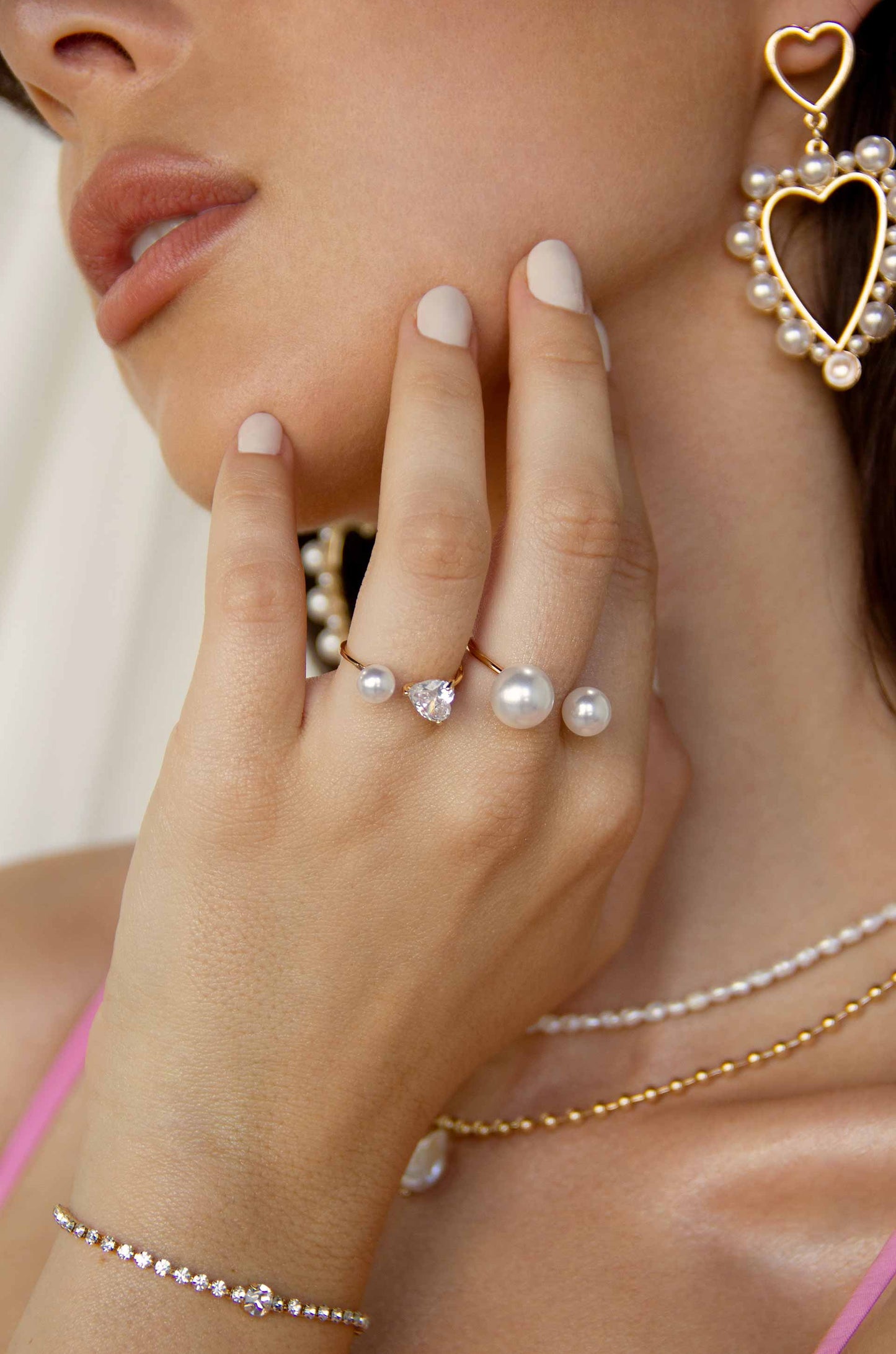Multi-Pearl & Crystal Adjustable Ring Set - Premium Rings from Ettika - Just $50! Shop now at Tooksie