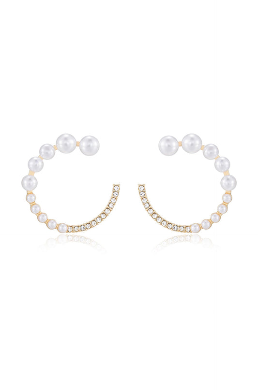 Chic Pearl And Crystal Open Circle Earrings - Premium Earrings from Ettika - Just $40! Shop now at Tooksie