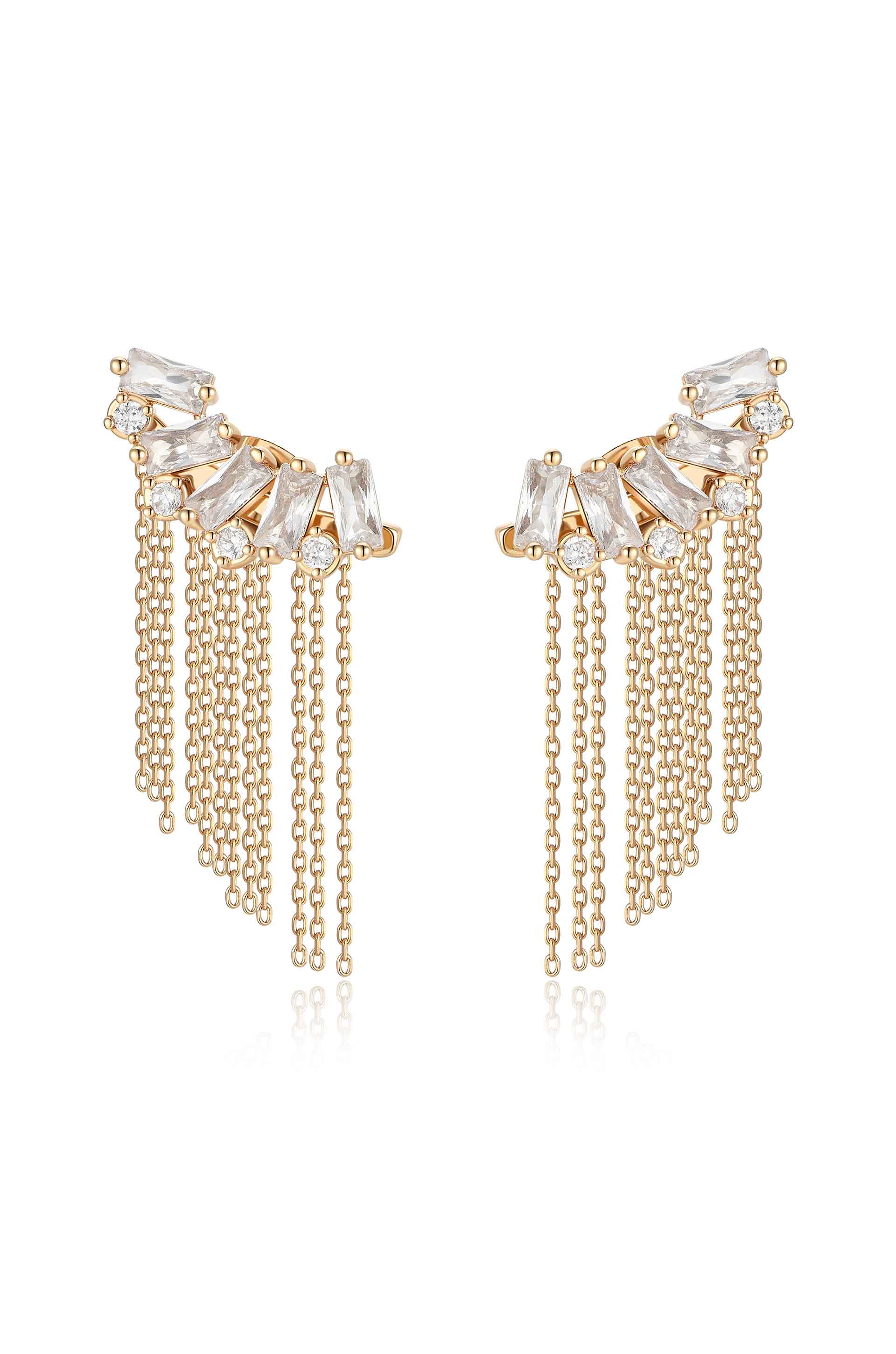 Baguette Crystal Three-In-One Ear Crawlers - Premium Earrings from Ettika - Just $75! Shop now at Tooksie