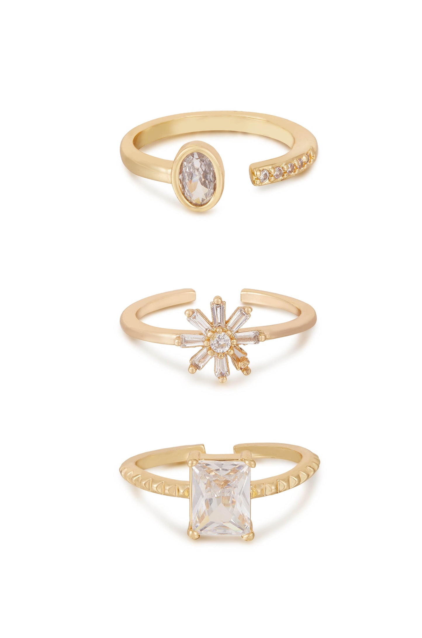 Delicate Daisy Crystal Ring Set - Premium Rings from Ettika - Just $60! Shop now at Tooksie
