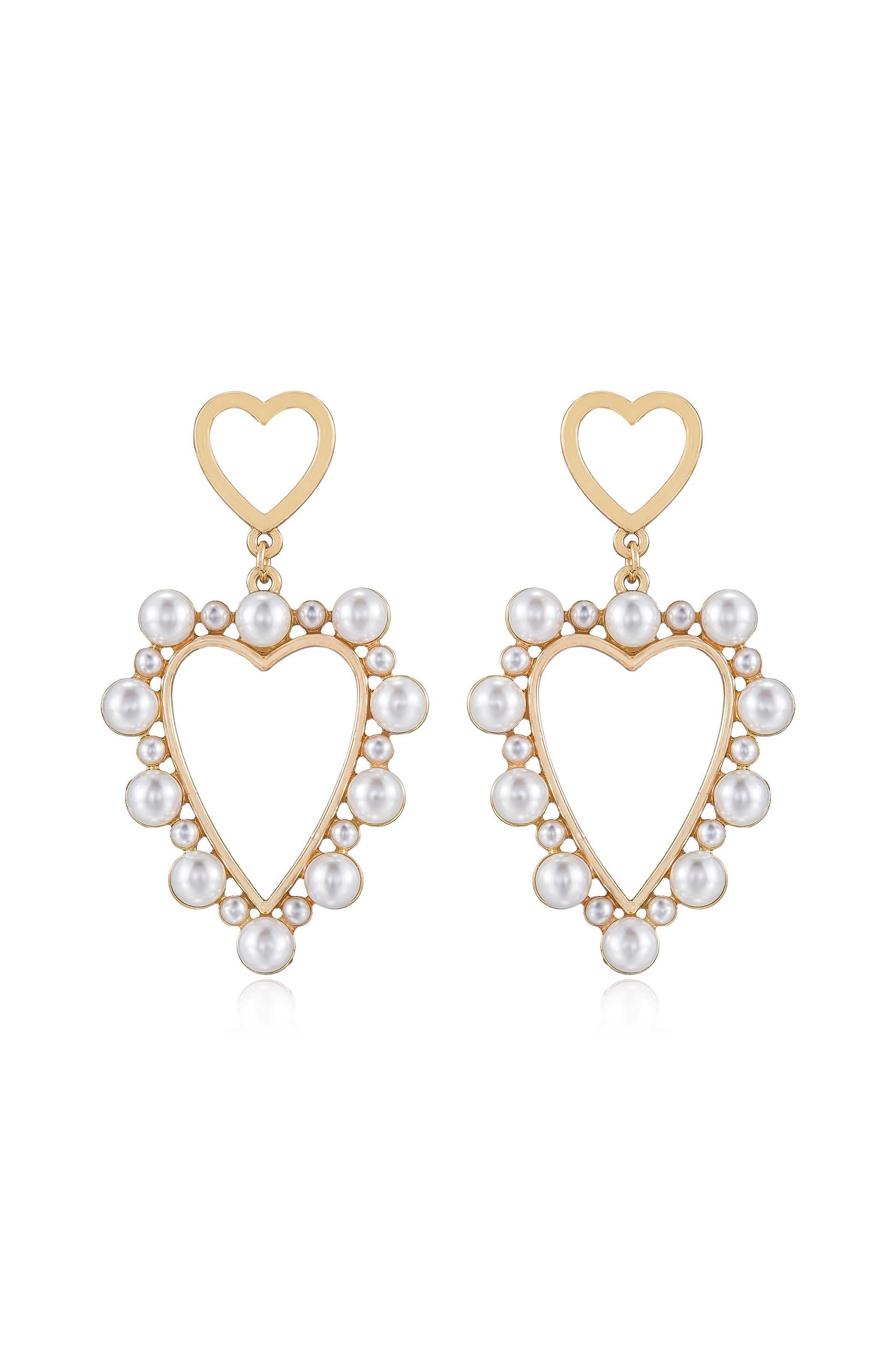 Big Heart Pearl and Dangle Earrings - Premium Earrings from Ettika - Just $60! Shop now at Tooksie