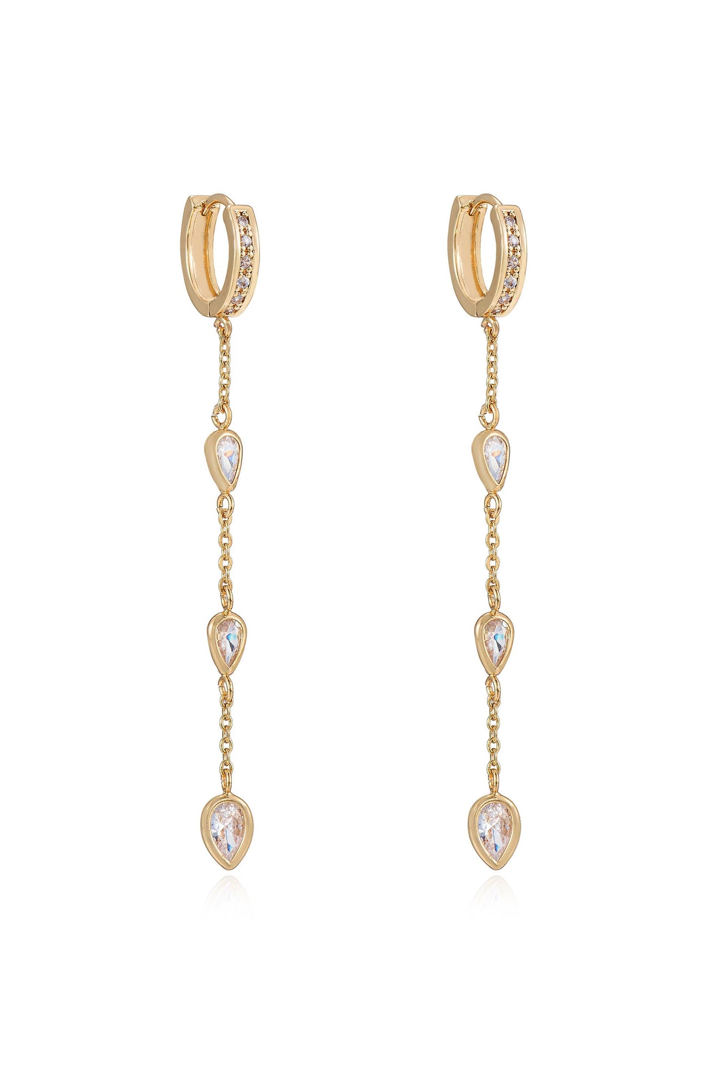 Bezel Crystal Huggie Hoop Dangle Earrings - Premium Earrings from Ettika - Just $50! Shop now at Tooksie