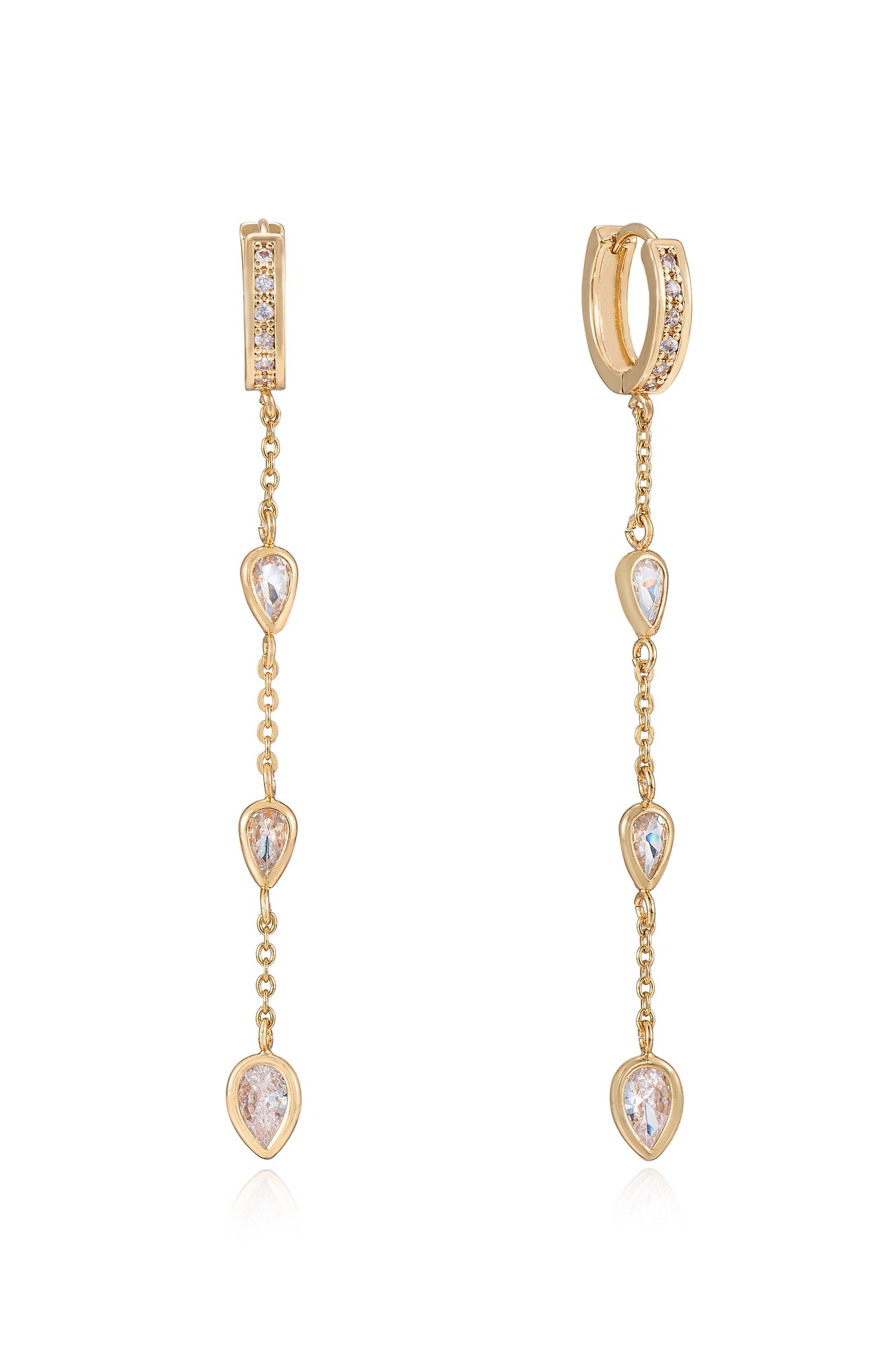 Bezel Crystal Huggie Hoop Dangle Earrings - Premium Earrings from Ettika - Just $50! Shop now at Tooksie
