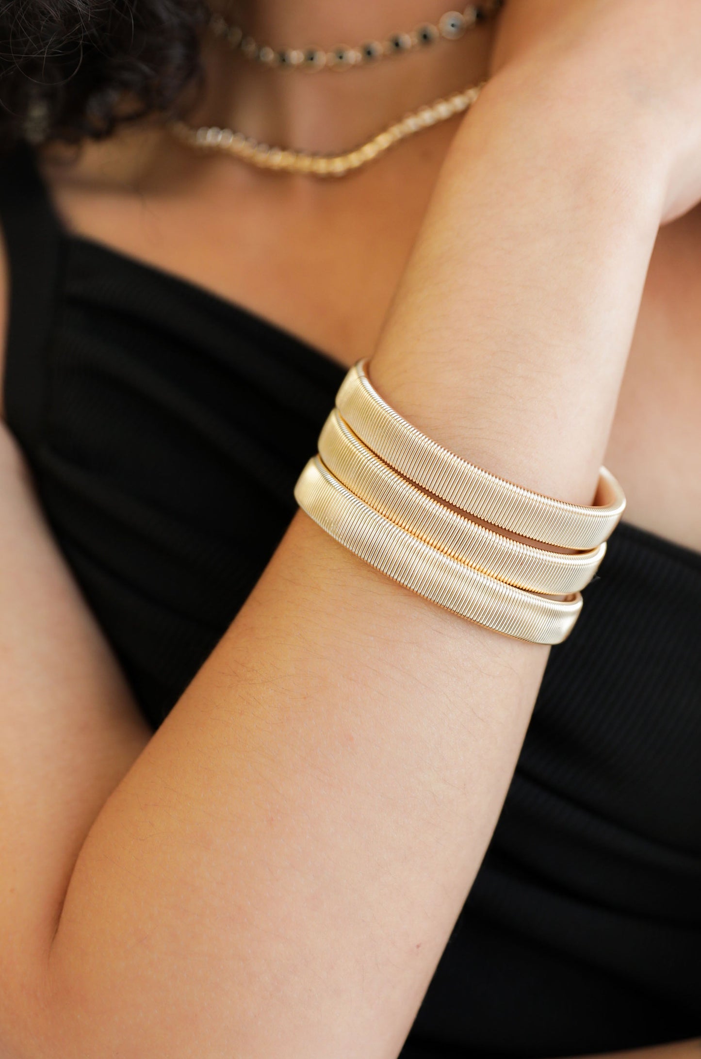 Flex Snake Chain Bangle Set of 3 - Premium Cuffs and Bangles from Ettika - Just $80! Shop now at Tooksie