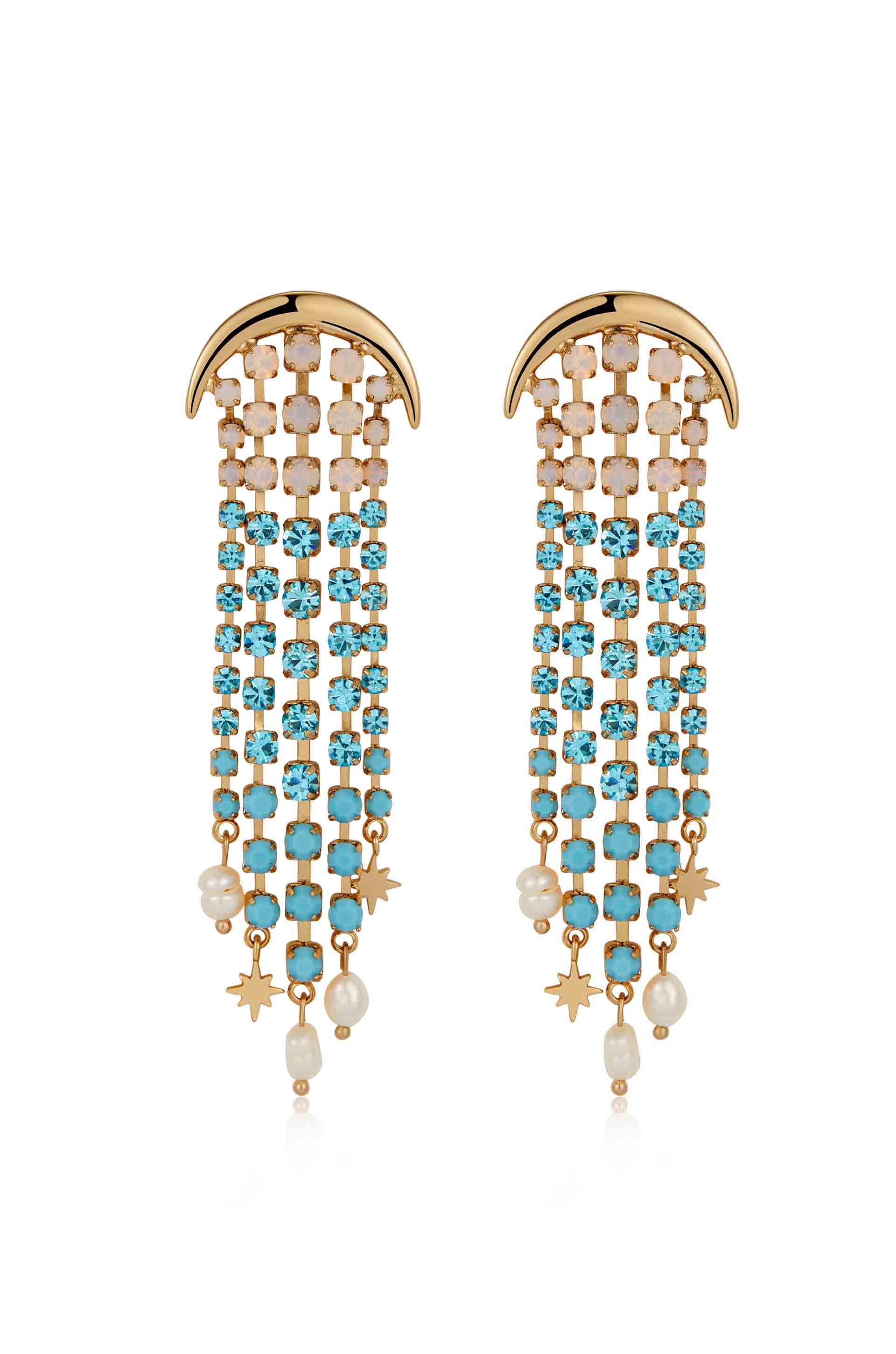 Aqua Galaxy Fringe Earrings - Premium Earrings from Ettika - Just $65! Shop now at Tooksie