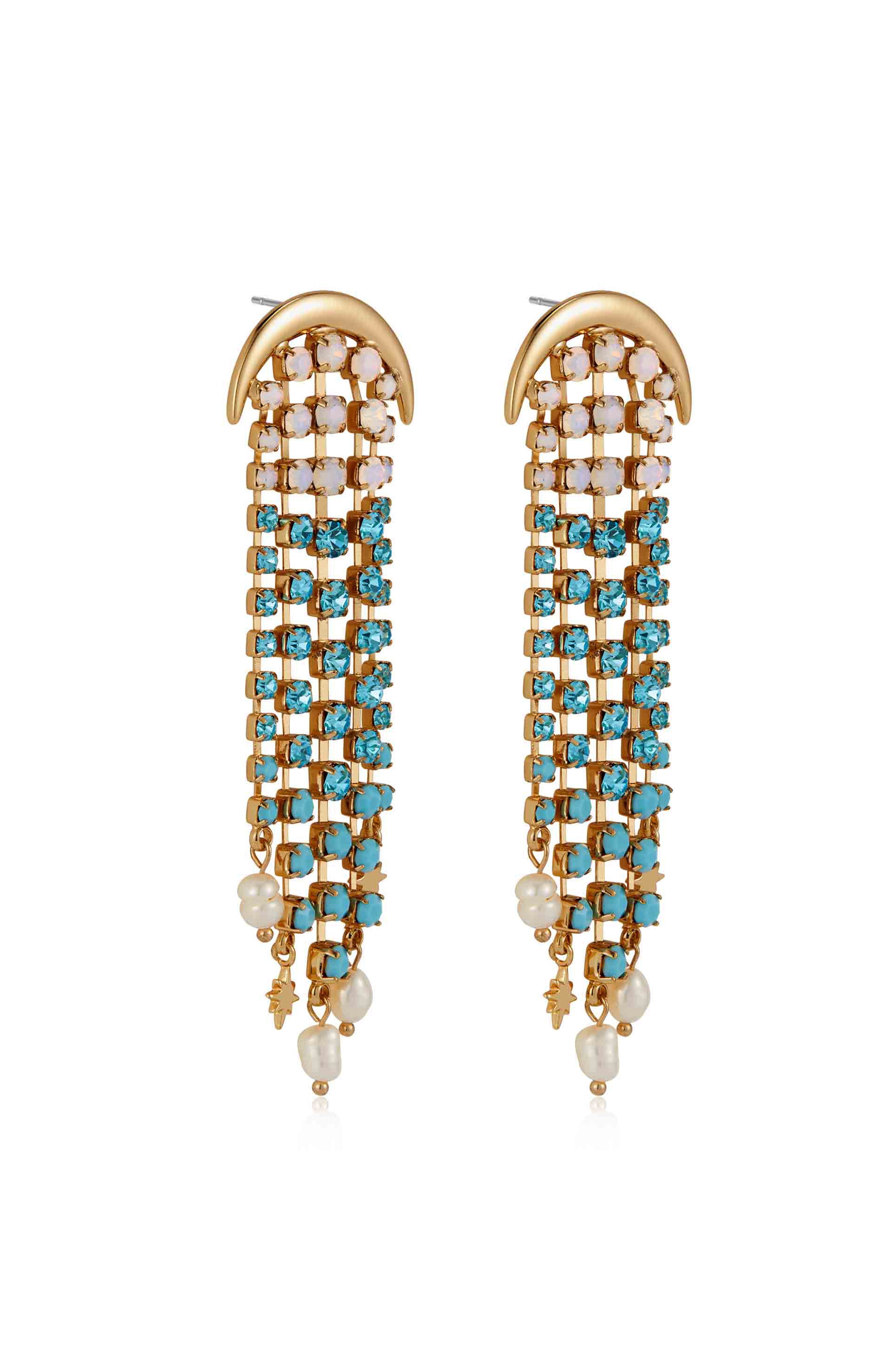 Aqua Galaxy Fringe Earrings - Premium Earrings from Ettika - Just $65! Shop now at Tooksie
