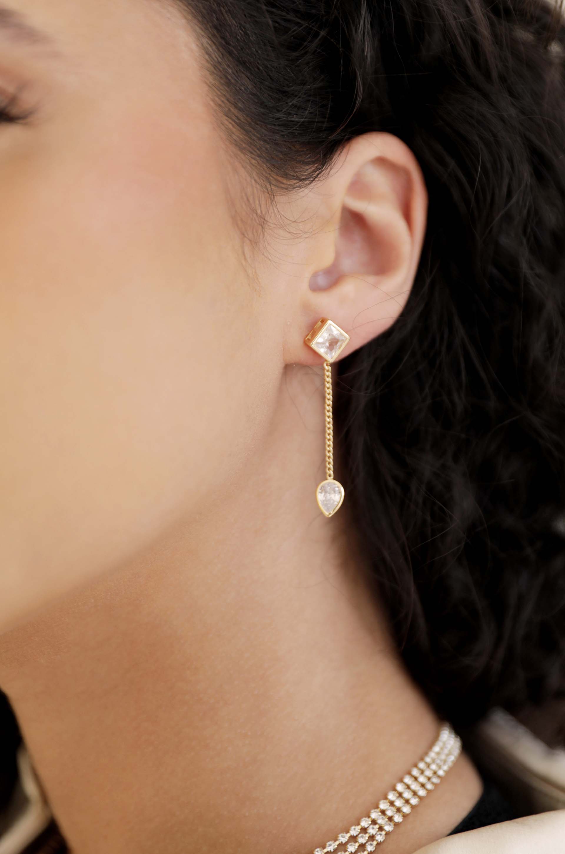 Bezel Crystal Shapes Drop Earrings - Premium Earrings from Ettika - Just $40! Shop now at Tooksie