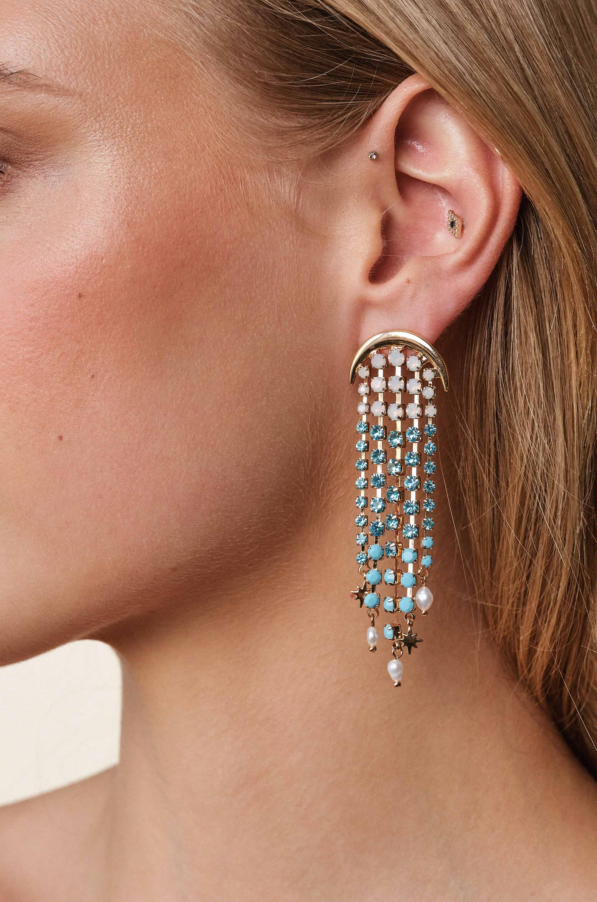 Aqua Galaxy Fringe Earrings - Premium Earrings from Ettika - Just $65! Shop now at Tooksie