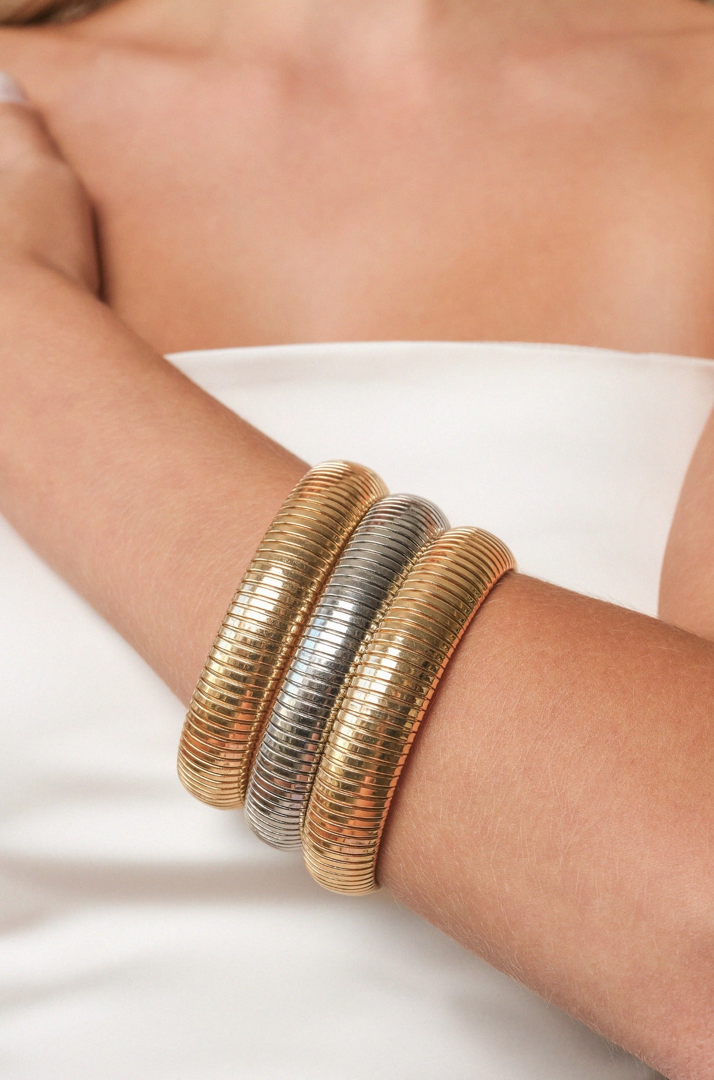 Flex Snake Chain Stretch Bracelet Set - Premium Cuffs and Bangles from Ettika - Just $50! Shop now at Tooksie