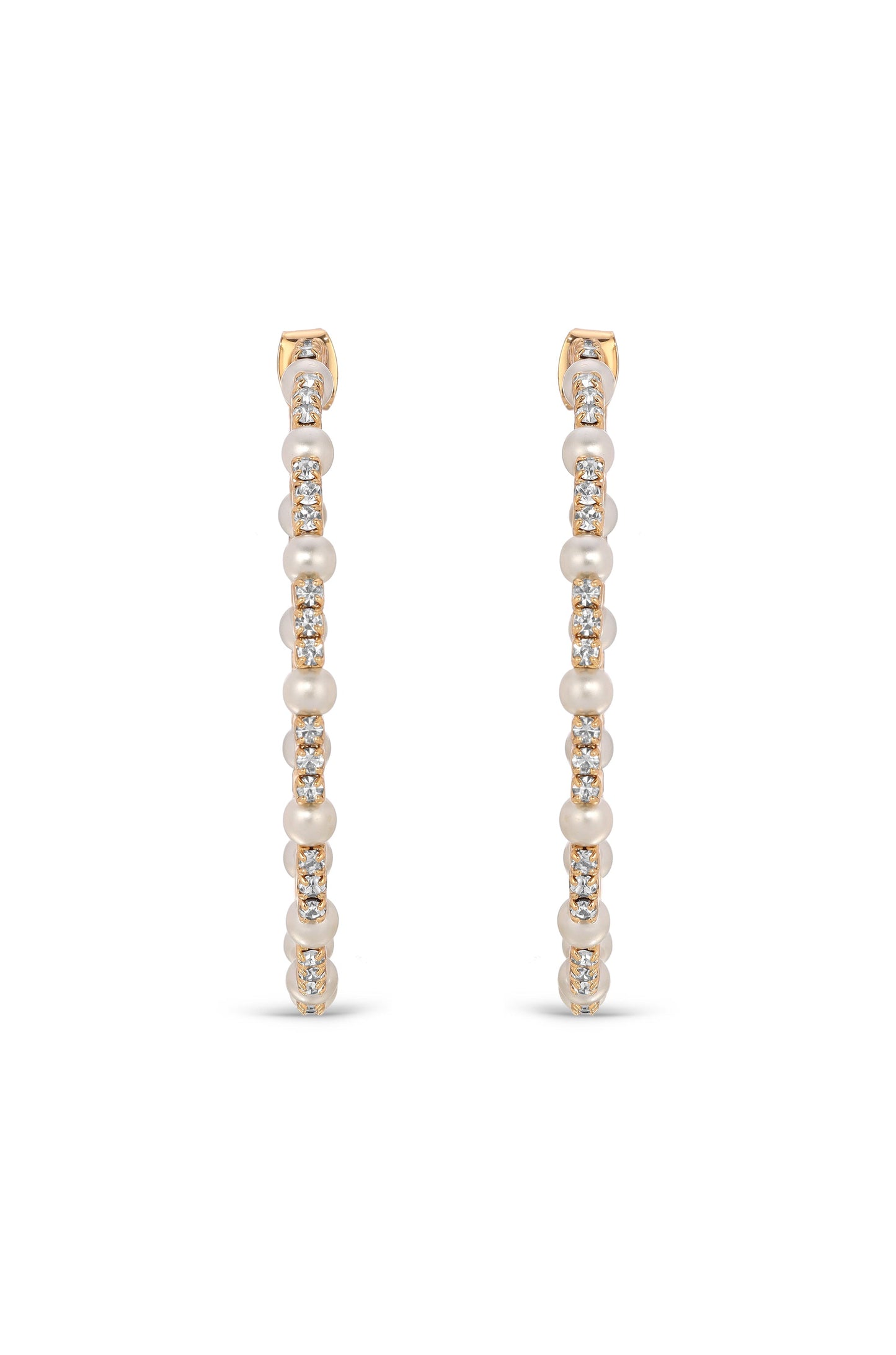 A Mermaid's Pearl and Crystal Dotted Hoop Earrings - Premium Earrings from Ettika - Just $55! Shop now at Tooksie