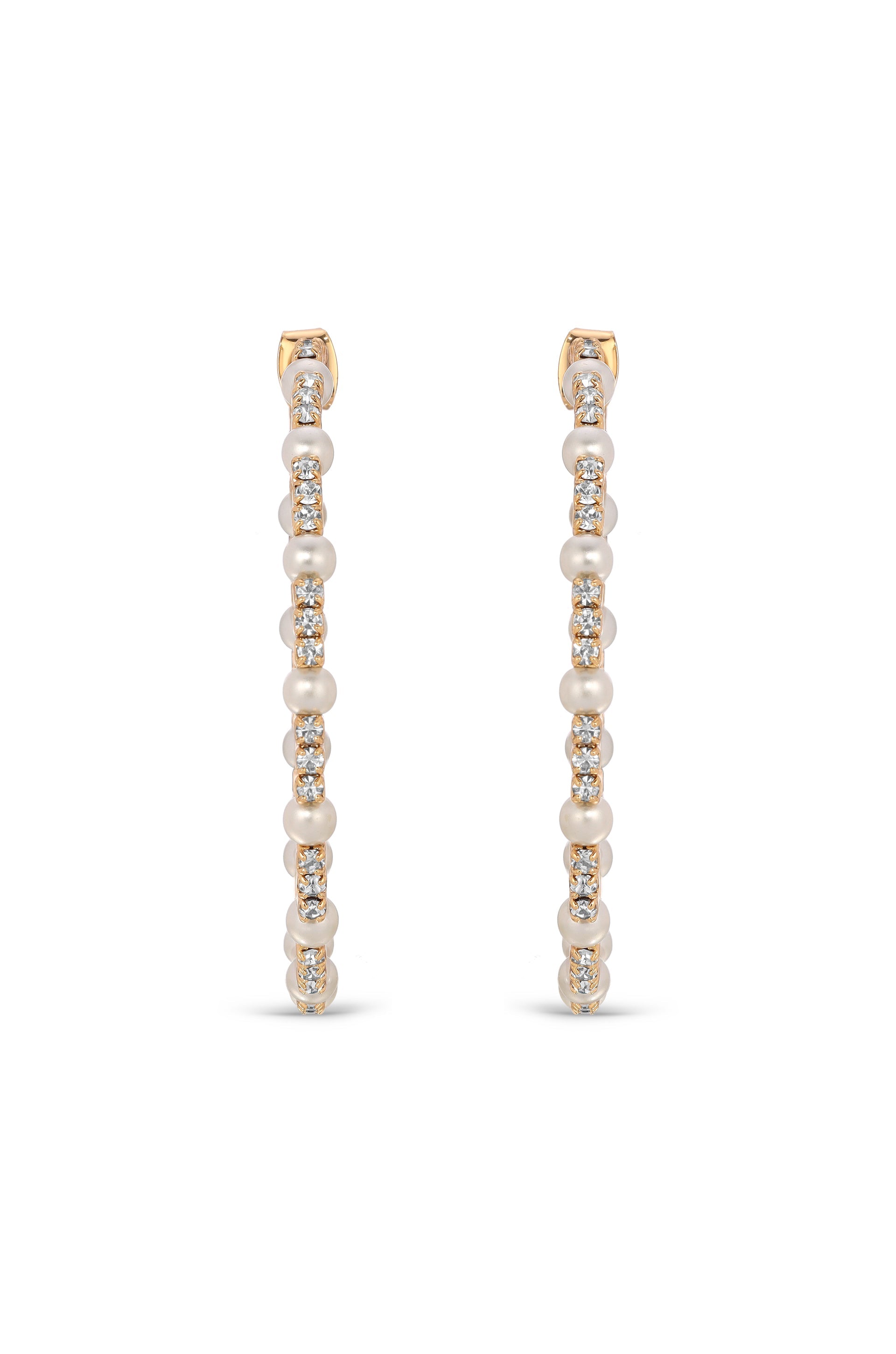 A Mermaid's Pearl and Crystal Dotted Hoop Earrings - Premium Earrings from Ettika - Just $55! Shop now at Tooksie