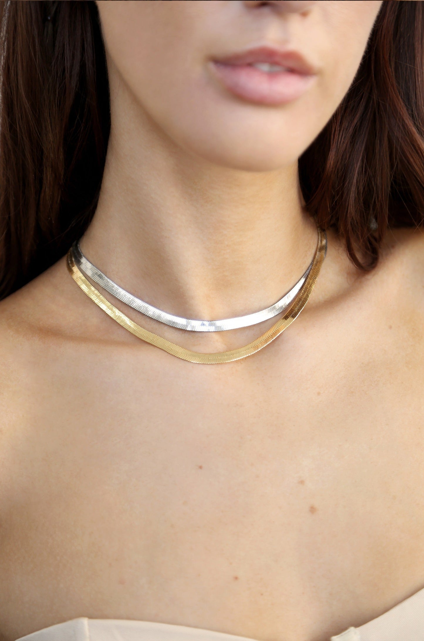 Brooklyn Flat Herringbone Chain Necklace - Premium Necklaces from Ettika - Just $45! Shop now at Tooksie