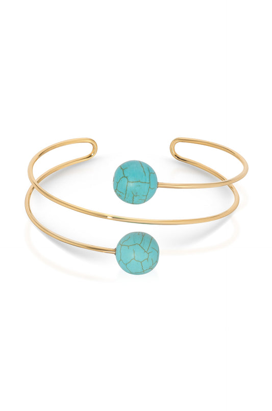 Summer Escape Turquoise Bead Wire Cuff - Premium Cuffs and Bangles from Ettika - Just $40! Shop now at Tooksie