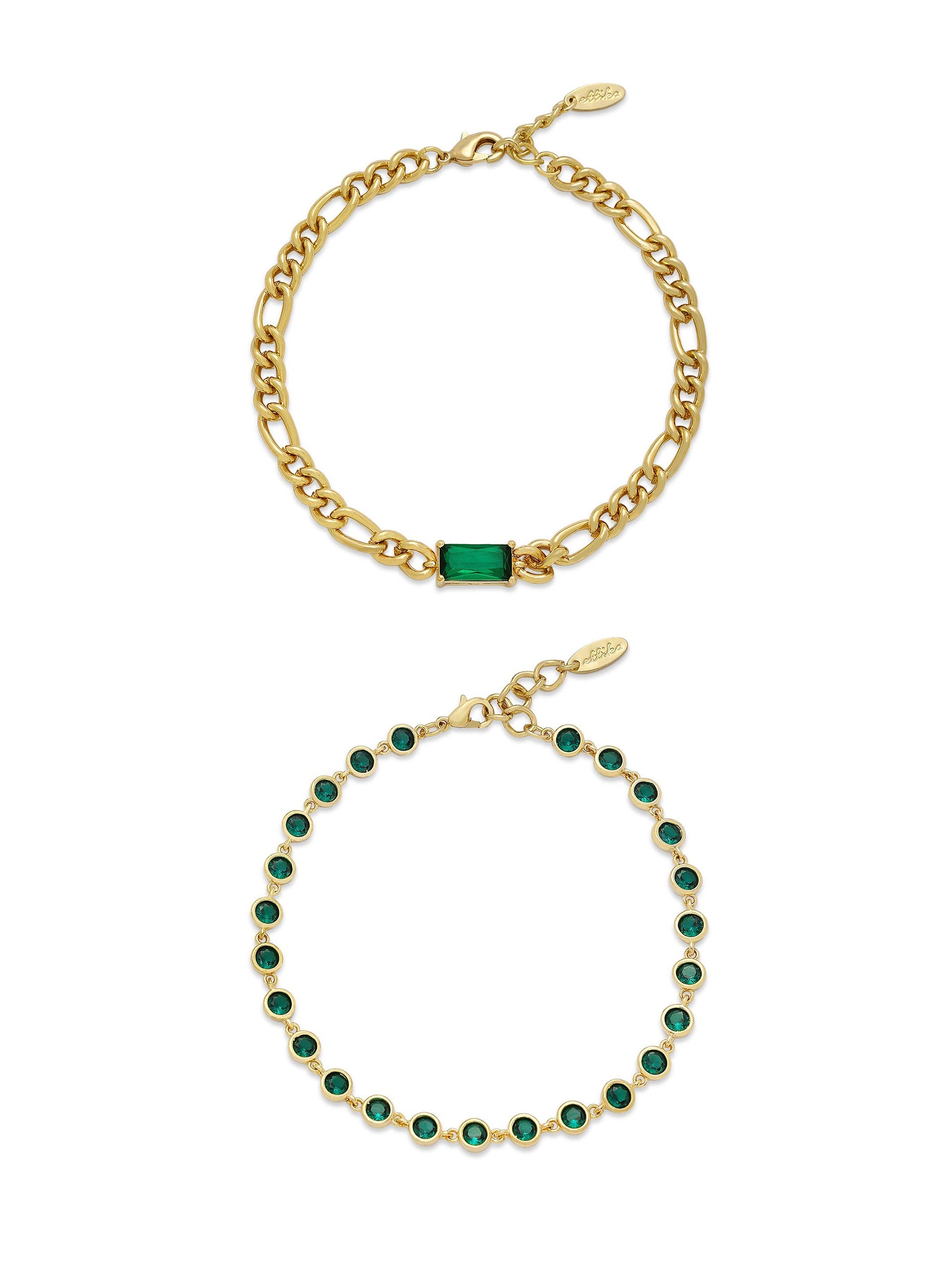 Bejeweled Emerald Anklet Set - Premium Anklets from Ettika - Just $65! Shop now at Tooksie