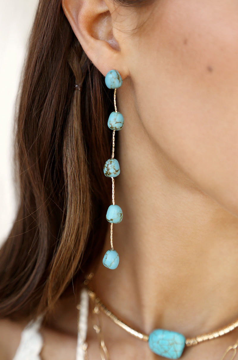 Dripping Turquoise Delicate Drop Earrings - Premium Earrings from Ettika - Just $40! Shop now at Tooksie