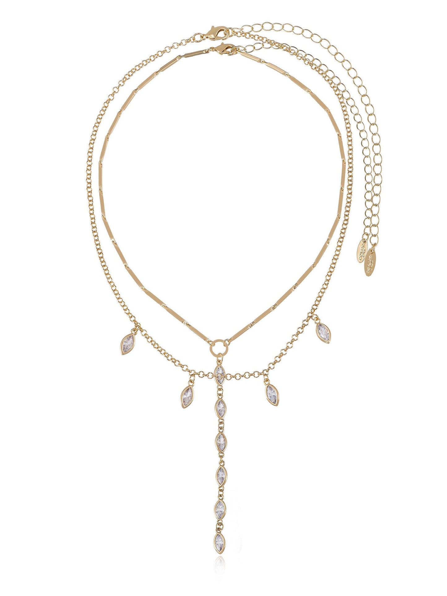 Ariella Glass Crystal Layered Lariat Necklace - Premium Necklaces from Ettika - Just $49.99! Shop now at Tooksie