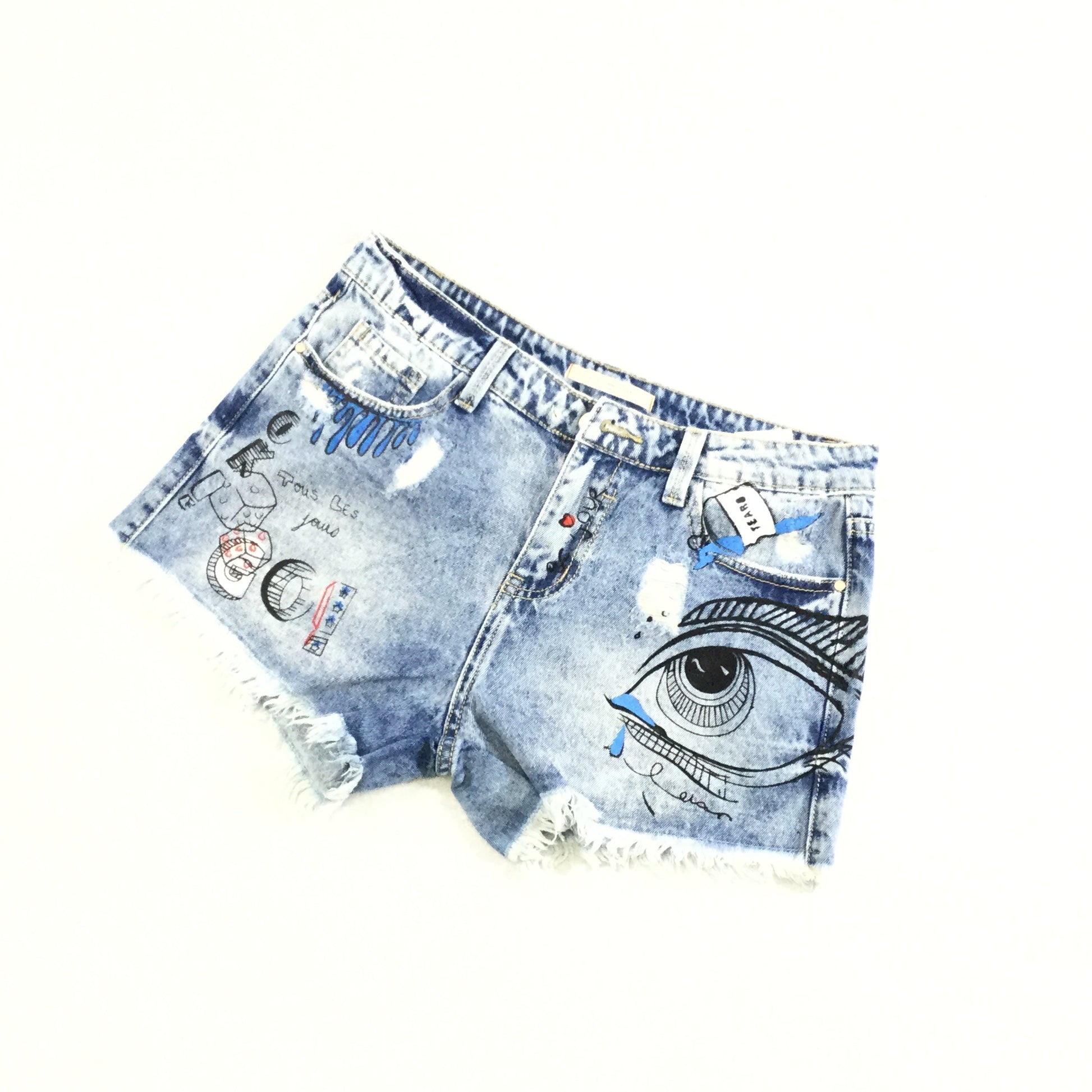 Hand Painted Denim Shorts - Premium variable from Tooksie - Just $34.99! Shop now at Tooksie