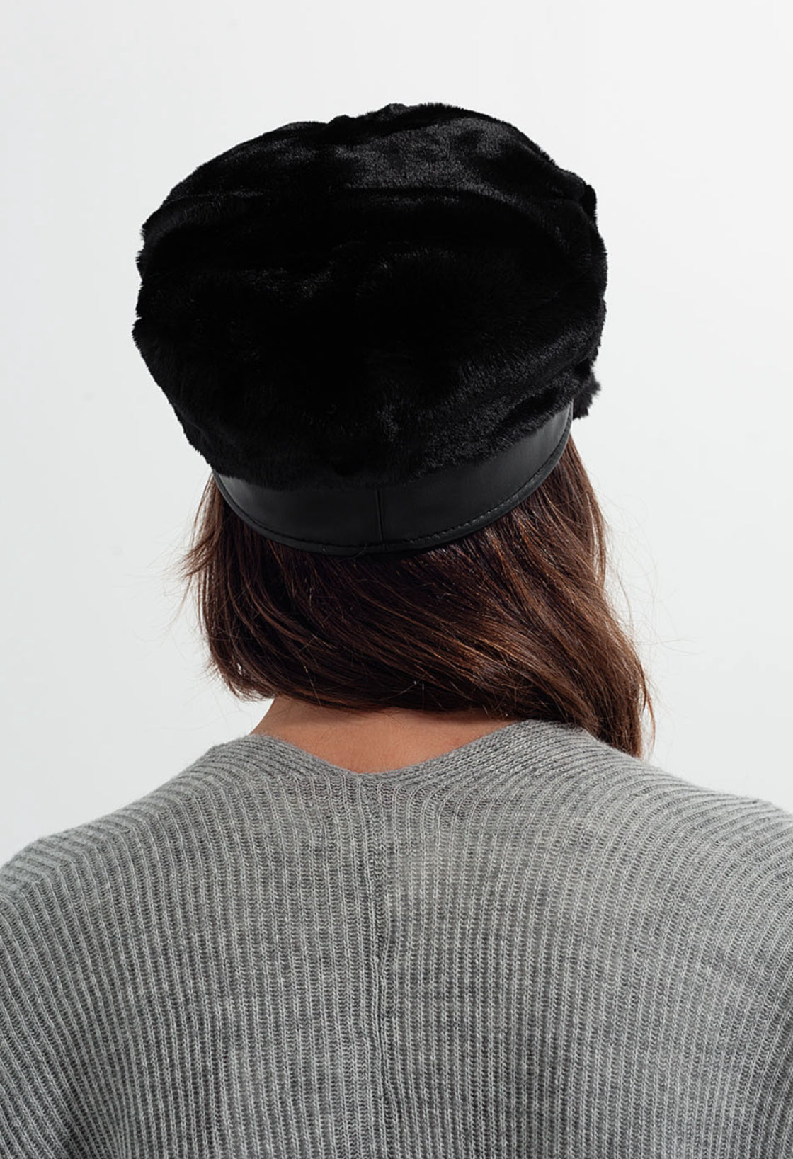 Black Faux Fur Baker Boy Hat - Premium simple from Tooksie - Just $41.99! Shop now at Tooksie