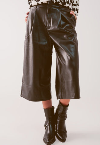 sheller leather like wrap culottes ブラック sheller leather like wrap culottes ブラック sheller leather like