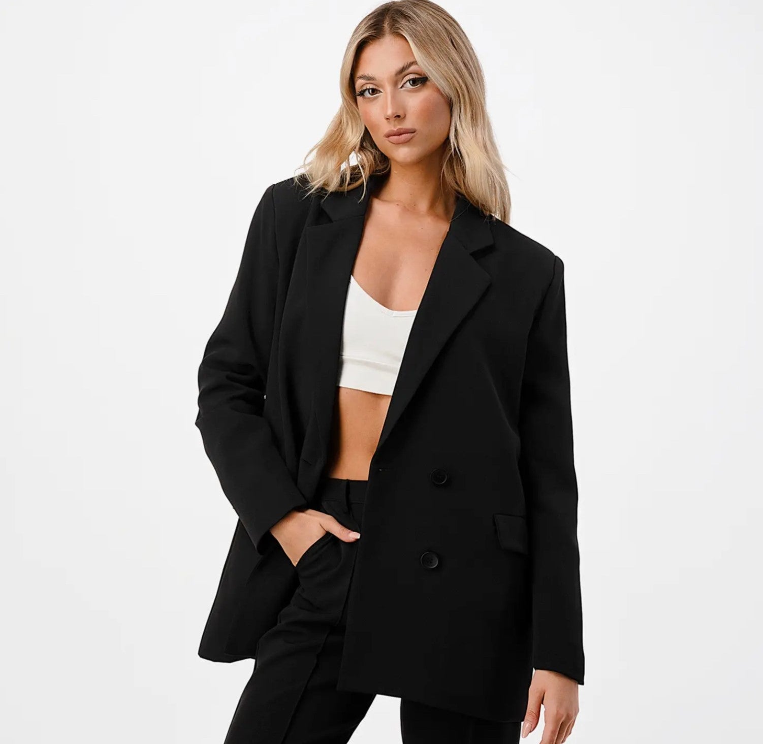 Black Double Breasted Blazer - Premium variable from Tooksie - Just $52.99! Shop now at Tooksie
