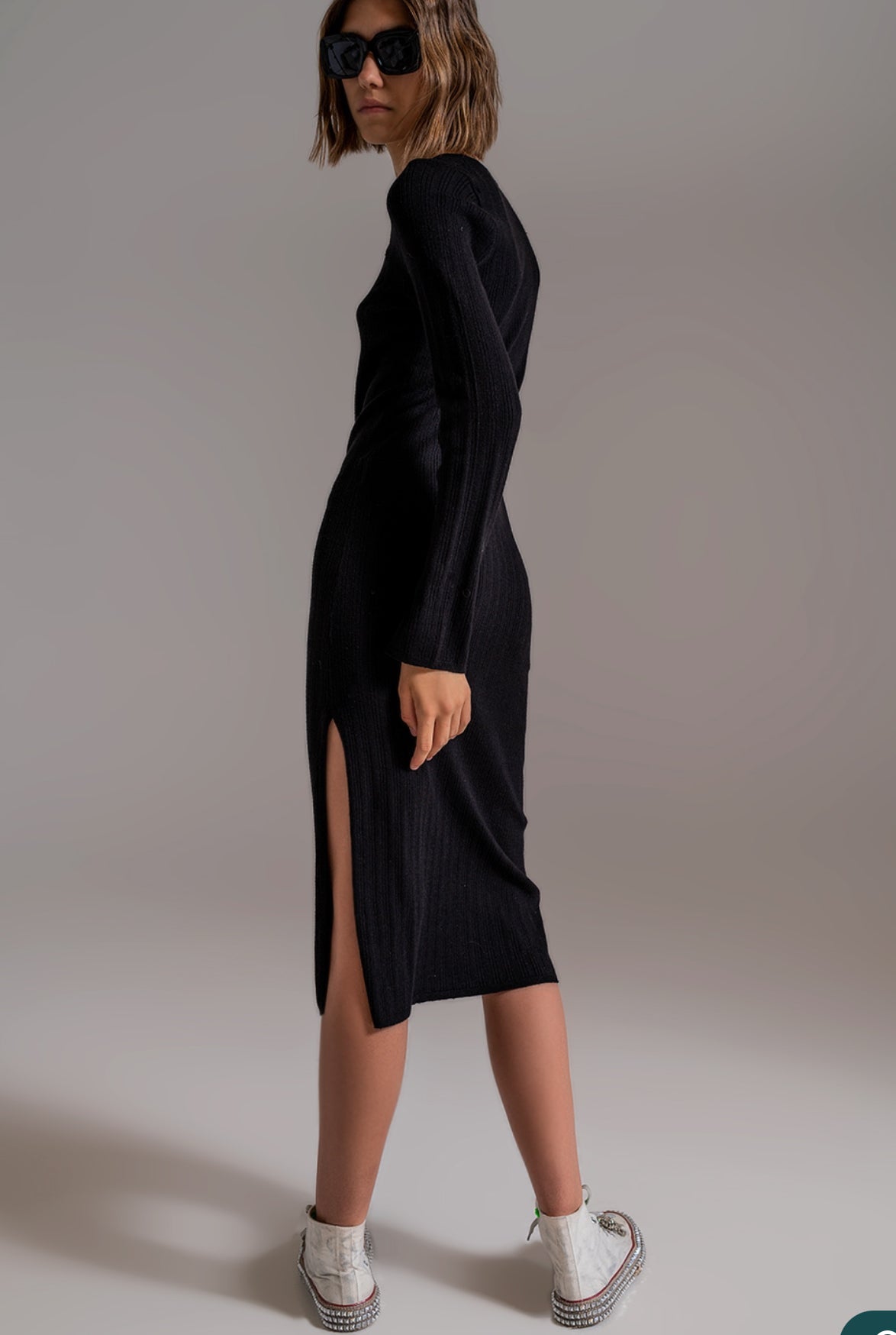 Black Midi Knit Dress - Premium variable from Tooksie - Just $48.99! Shop now at Tooksie