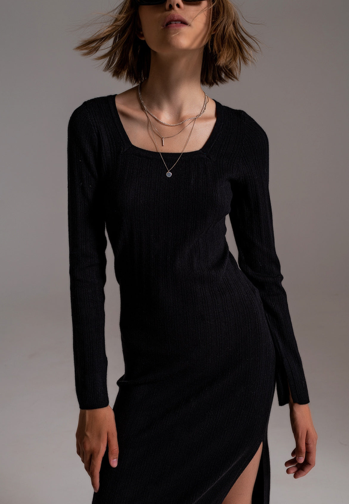 Black Midi Knit Dress - Premium variable from Tooksie - Just $48.99! Shop now at Tooksie