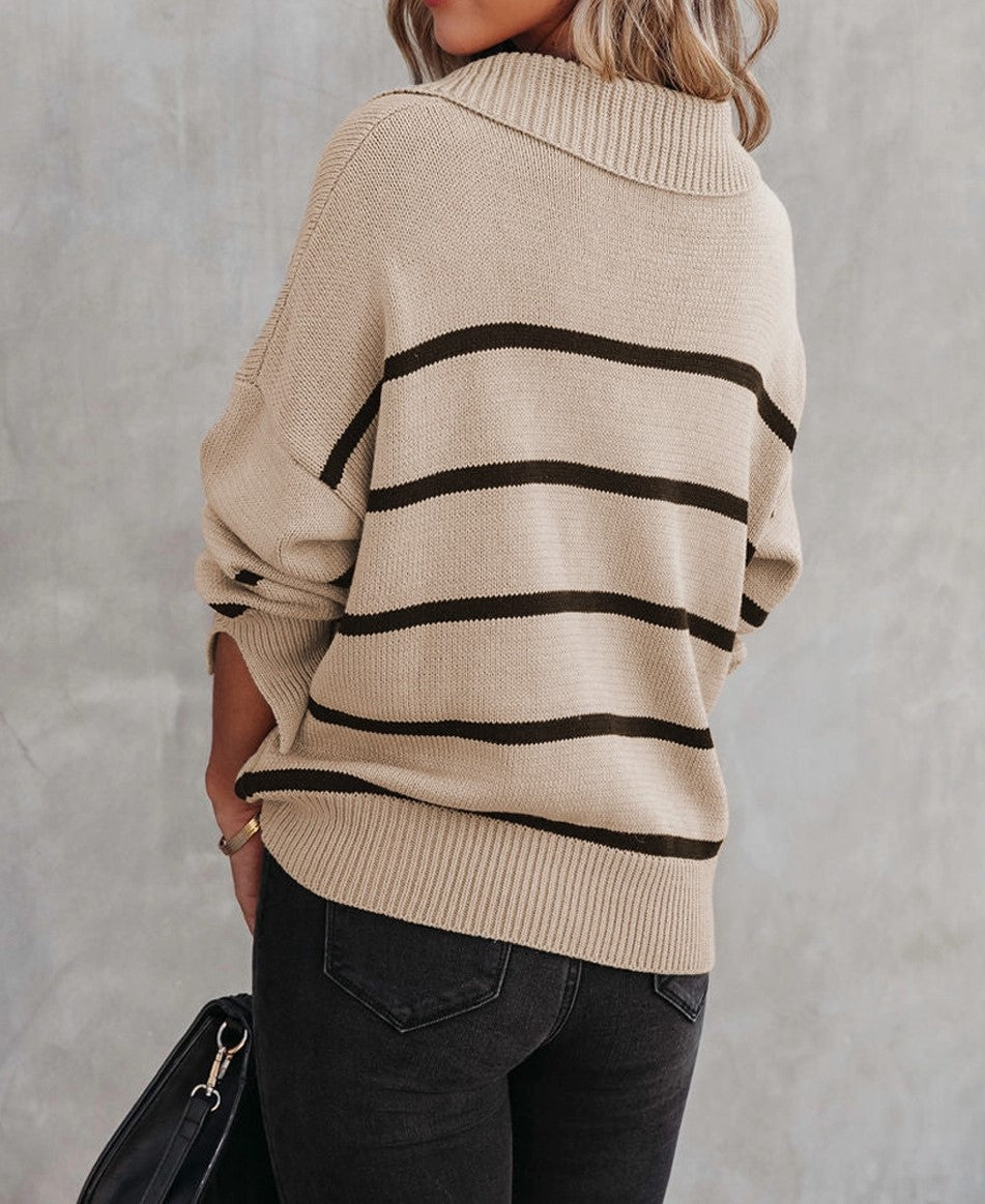 Polo Collar Striped Sweater - Premium variable from Tooksie - Just $39.99! Shop now at Tooksie