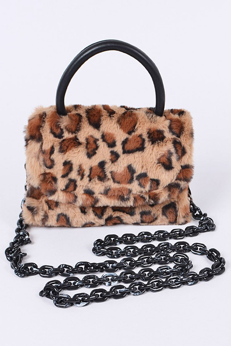 Faux Fur Leopard Print Crossbody Bag - Premium simple from Tooksie - Just $37.99! Shop now at Tooksie